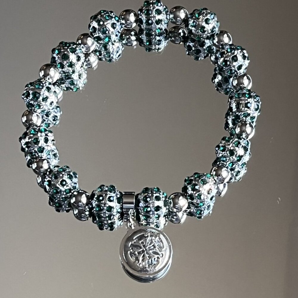 Rustic Cuff Metal Stainless Steel Shambala Beaded Stretch Bracelet